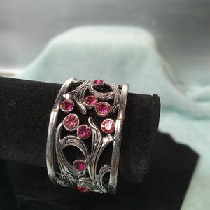 womens beautiful womens silver bracelet with beautiful pink gems